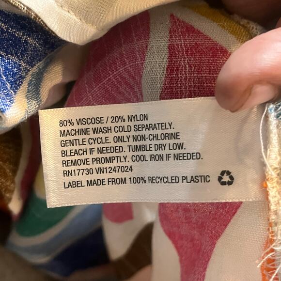 Tabitha Brown Tunic Top Cover Up Size 1X Multicolored Print Button Front - Picture 3 of 7